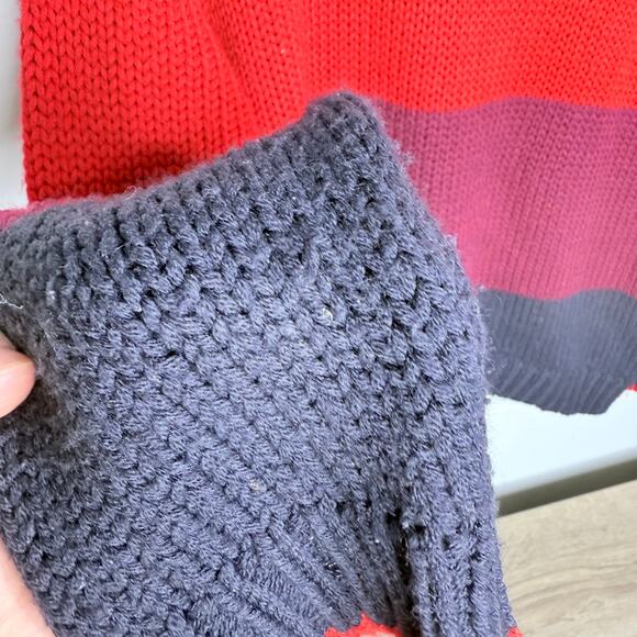 Sundry Scarlett Multi Stripe Red Pink Wool Blend Crew Sweater 2/Medium - Picture 5 of 6